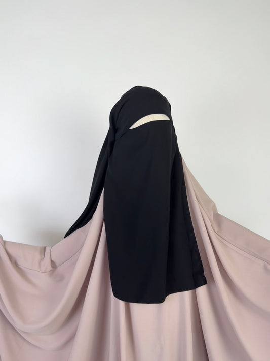 3 Layer Flap Niqab - BLACK